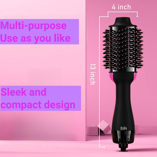2-in-1 Hair Dryer and Volumizer with Negative Ion Technology – Ceramic Titanium Barrel, 75mm Oval, 360° Rotation