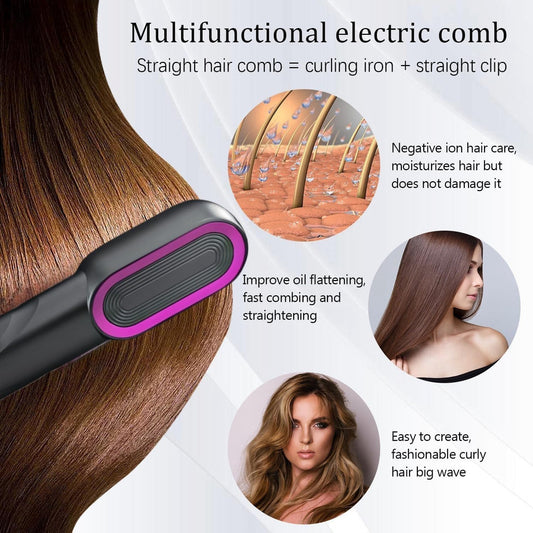 Straight Hair Comb Straightener - Fast Heating & USB Charging with 4 Temperature Settings