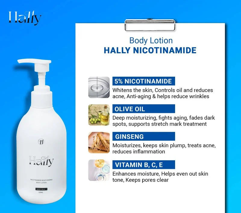 Hally Nicotinamide Moisturizing Body Lotion – Deep Hydration & Brightening 250 ml