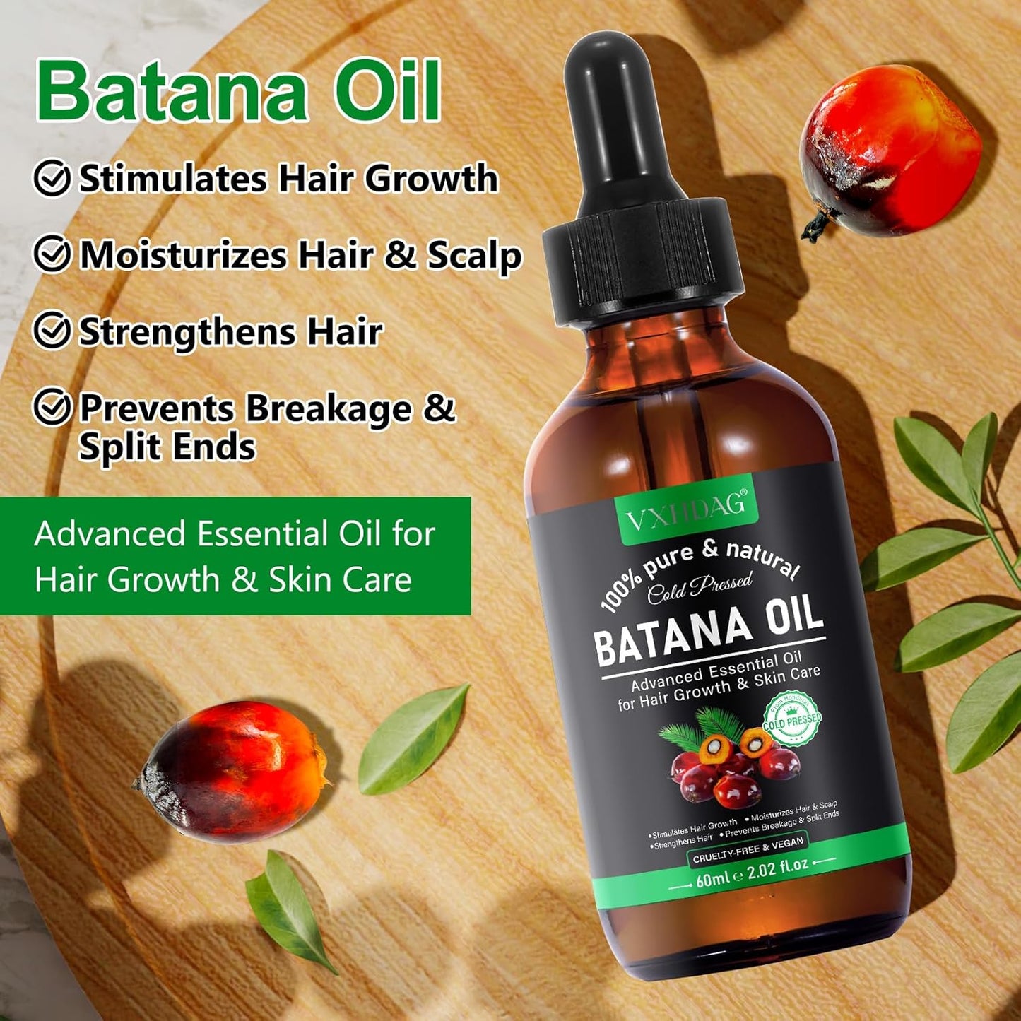 100% Pure Batana Oil from Honduras – Natural Hair Growth & Repair Treatment - Nourishes, Strengthens & Restores Shine (2.02 fl oz)
