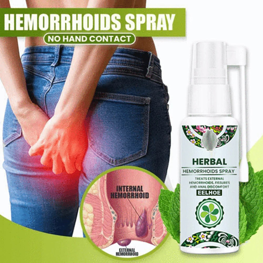 EELHOE Herbal Hemorrhoids Relief Spray – Fast-Acting, No-Touch Treatment for External Hemorrhoids, Anal Fissures, and Discomfort (30ml)