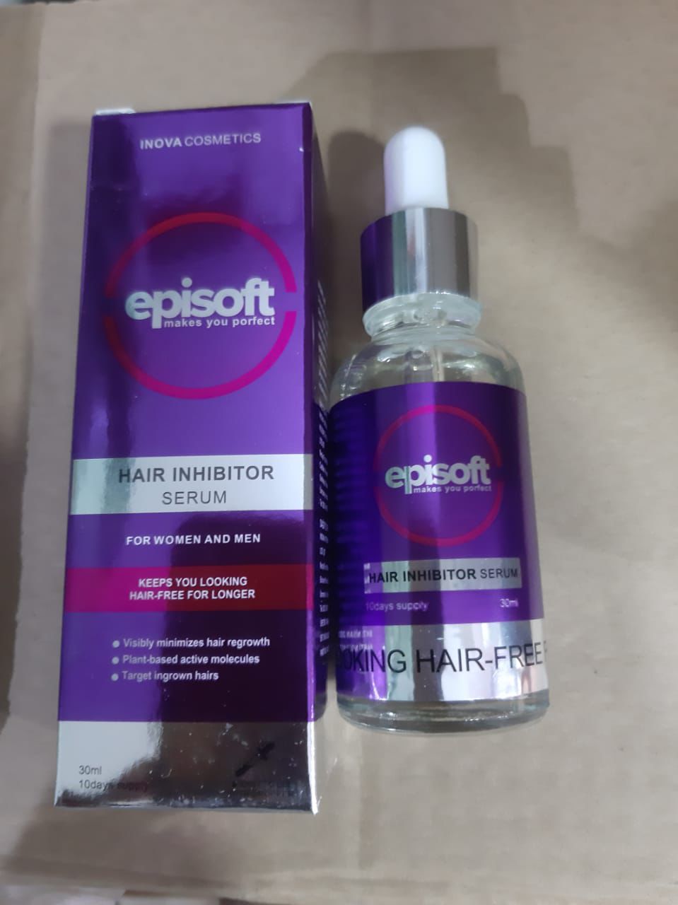 Episoft Hair Inhibitor Serum – Natural Permanent Hair Growth Minimizer for Face and Body – Plant-Based Formula for Men and Women (30ml)