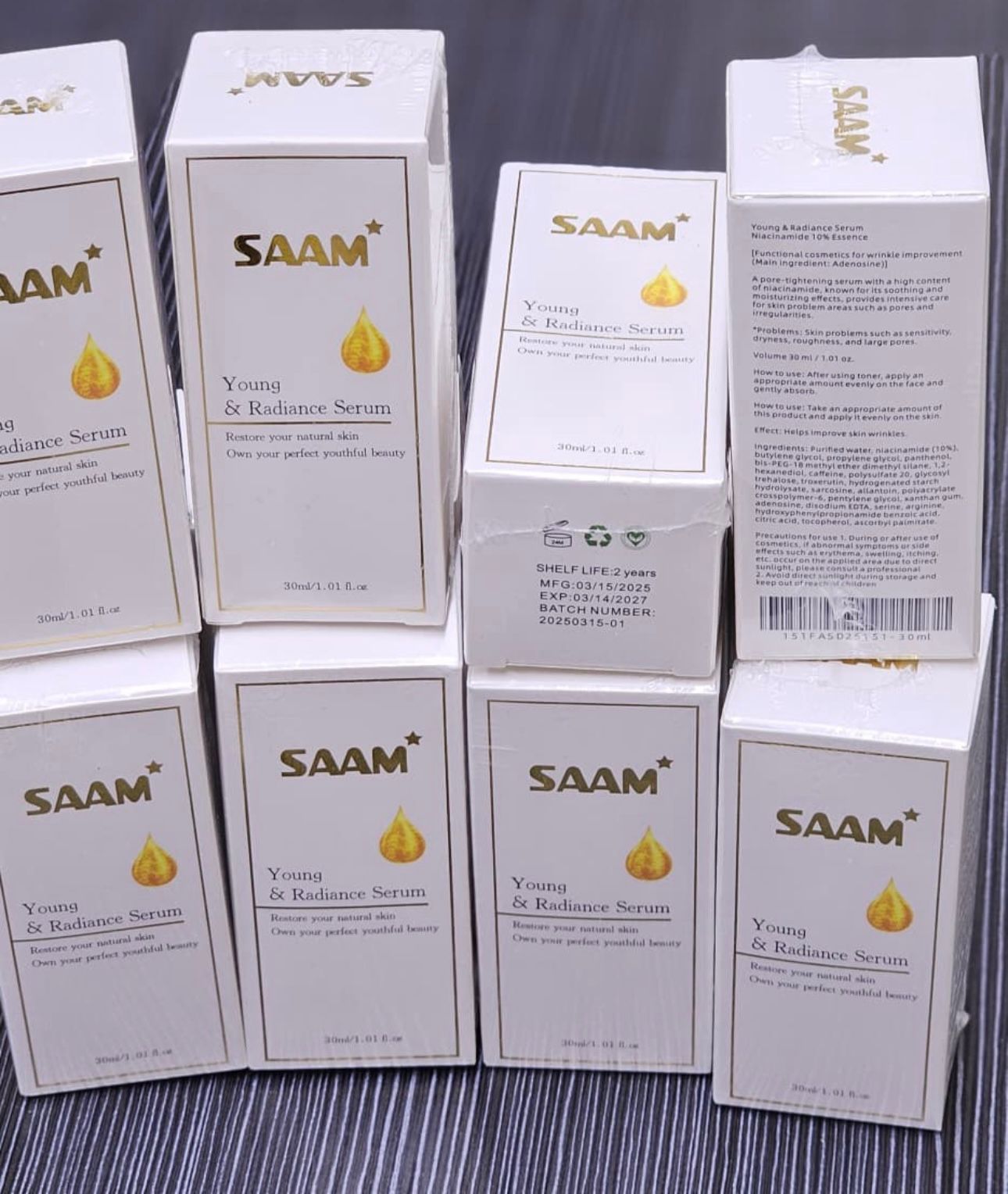SAAM Young & Radiance Serum – 10% Niacinamide & Adenosine Essence for Pore Tightening, Wrinkle Improvement, and Skin Brightening (30ml)