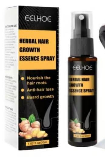 EELHOE Herbal Hair Growth Essence Spray – Natural Ginger Hair Regrowth Treatment – Anti-Hair Loss & Beard Growth Serum for Men and Women (30ml)
