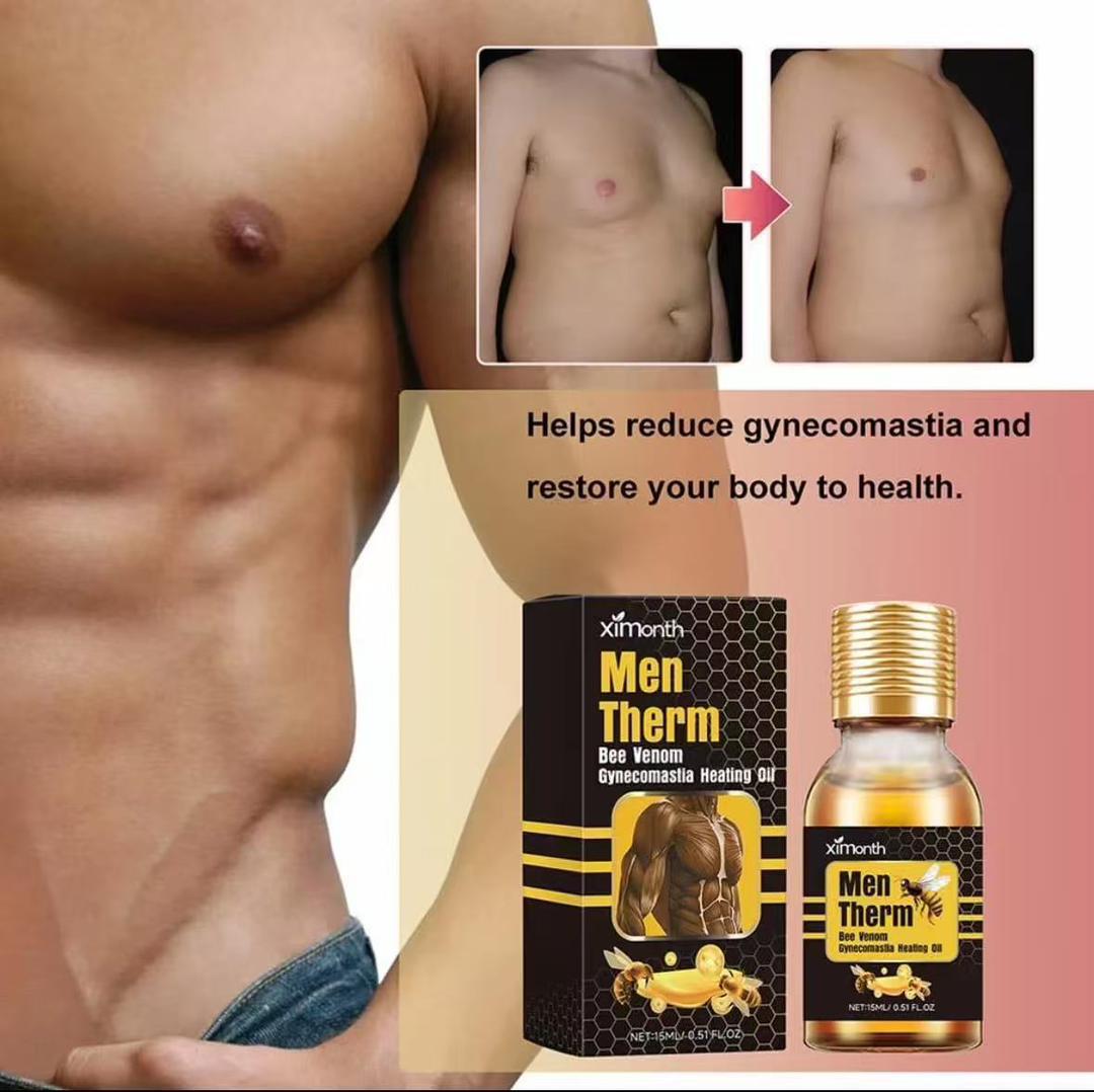 Ximonth Men Therm Bee Venom Gynecomastia Heating Oil - Men's Chest Fat Reduction & Firming Spray - 15ml