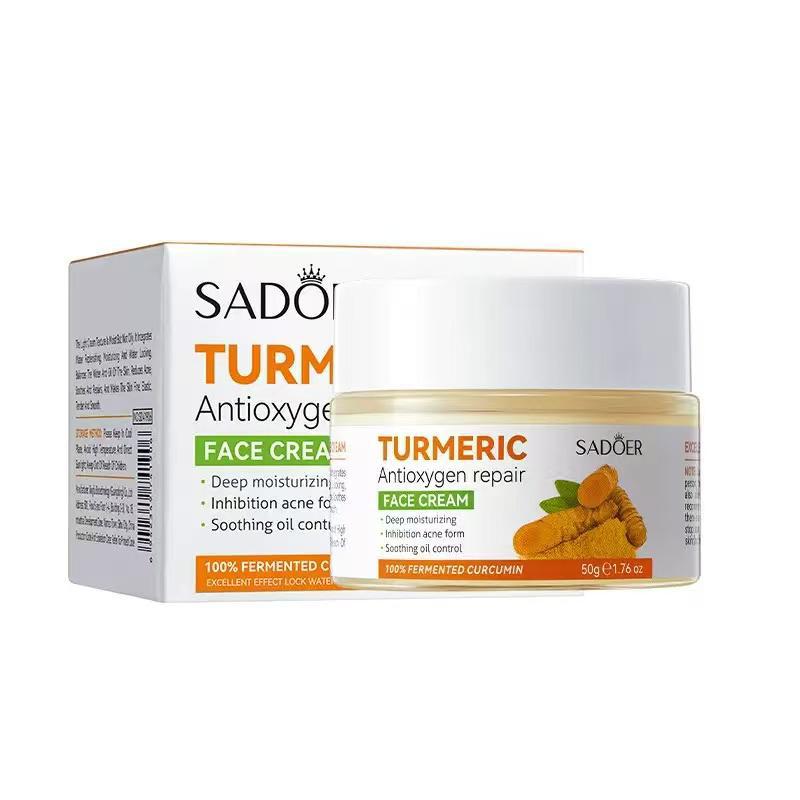 SADOER Turmeric Antioxygen Repair Face Cream - 100% Fermented Curcumin for Deep Hydration - 50g